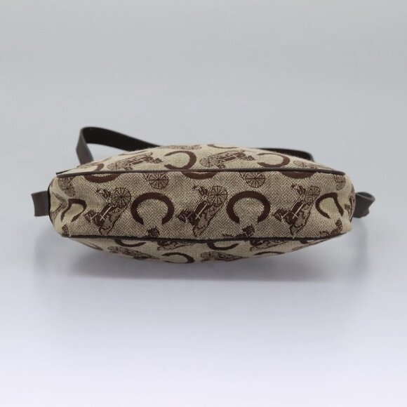 CELINE C Sulky Shoulder Bag Canvas Leather Beige Brown Auth EC715 - Picture 6 of 16